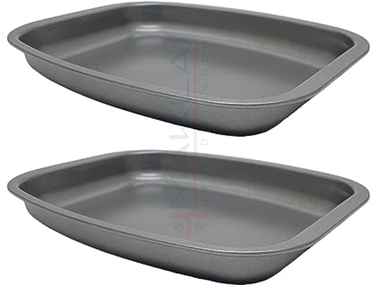 Multi-Pack Grijze Rooster Tray - Oven, Koelkast en Vriezer Veilig Bakvormen (26cm - Set van 2)