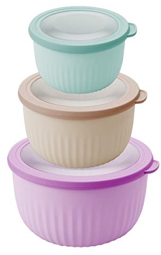 Set van 3 luchtdichte kommen met deksel voor magnetron en freezer in verschillende kleuren
