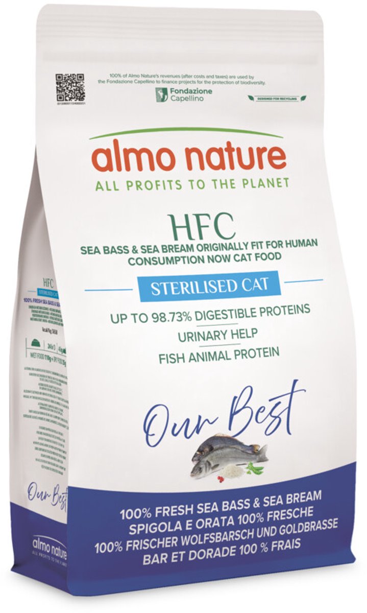 Almo Nature Almo Nature HFC Kattenvoer Droog Adult Zeebaars & Zeebrasem - 1,2 kg