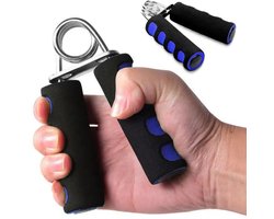 Handgrip Trainer – 25KG Weerstand – Foam Hand Gripper met RVS Veer & Antislip Greep – Compacte Hand- en Armversterker – Blauw/Zwart Handtrainer voor Fitness, CrossFit & Krachttraining – 9x12 cm – 80 g