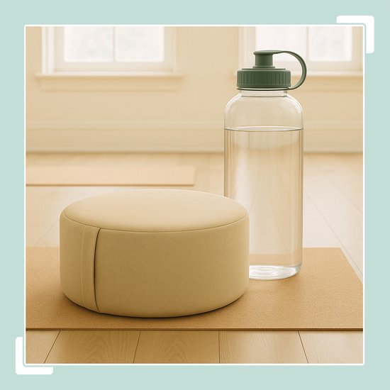 Meditatiekussen - 13 x 33 cm - katoen - beige van Relaxdays — afbeelding 3