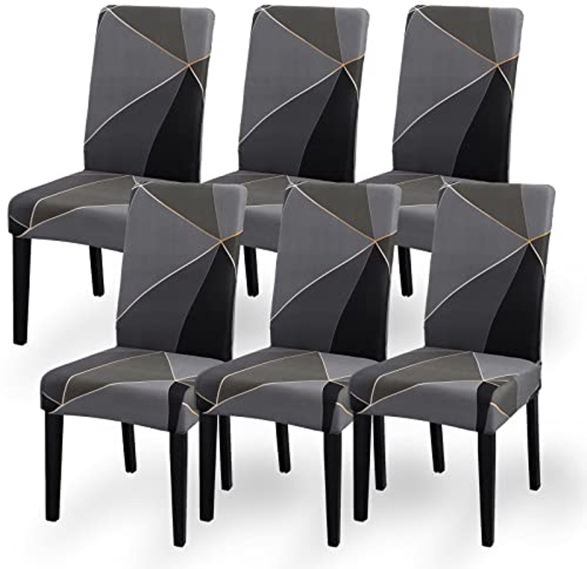 Set van 6 afneembare wasbare eetstoelhoezen - Stretch stoelhoezen voor eetkamer, keuken, feest en restaurant