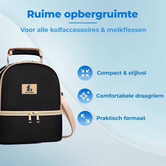 Joyful Parenting Kolftas met koelelementen - Zwart - 2 Compartimenten - Moedermelk Koeltas - Kolf Tas - Kraamcadeau van Joyful Parenting — afbeelding 5