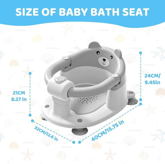 Badzitje - Badstoel - Baby Badzitje - Baby Badstoel - Badring - Anti Slip - Grijs - Tot 6 maanden van Merkloos — afbeelding 2