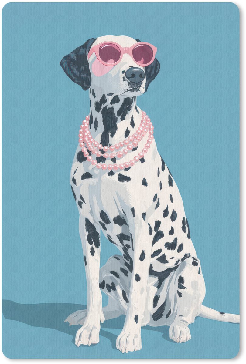 Muismat 18x27 cm - Mousepad Dalmatiër - Zonnebril - Blauw - Muismatten
