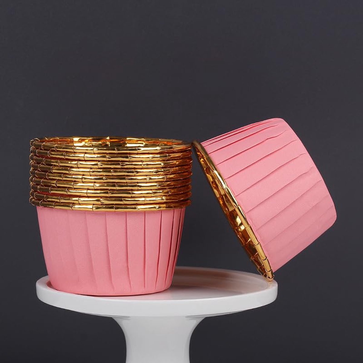 Roze Gouden Muffinvormpjes - 100 Stuks voor Cupcakes en Desserts