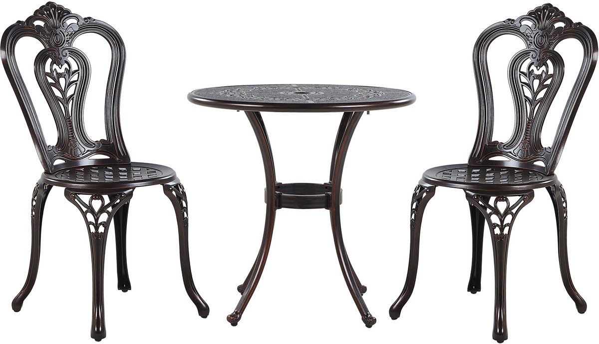 Bol.com BELIANI BOVINO - Bistroset voor 2 - Donkerbruin - Aluminium aanbieding
