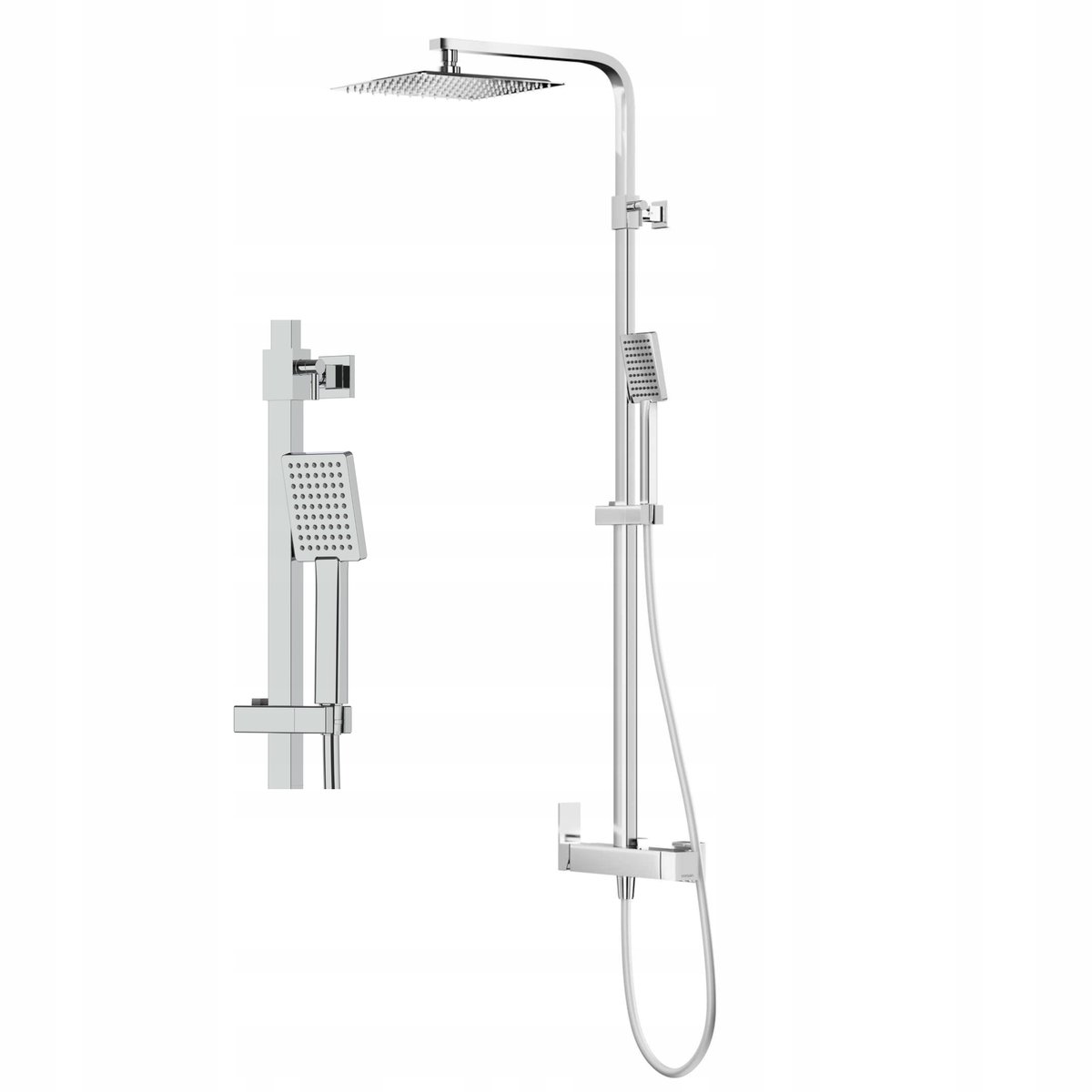 Doucheset Chroom Vierkant 25cm Regendouche Met Handdouche Eén Slang