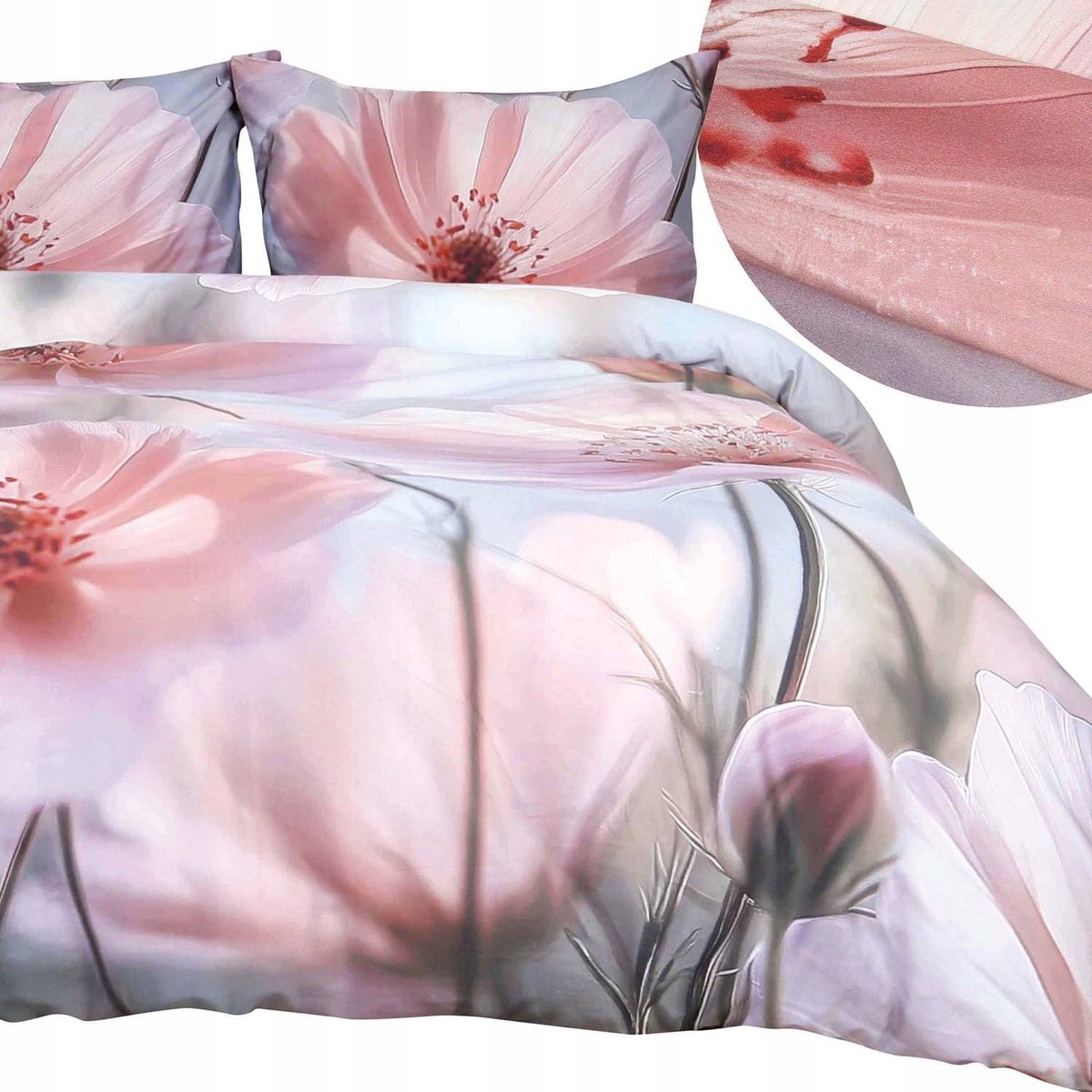 SATYNLOVE PREMIUM Katoen Satijnen Dekbedovertrekset 180x200cm Bloemen Roos