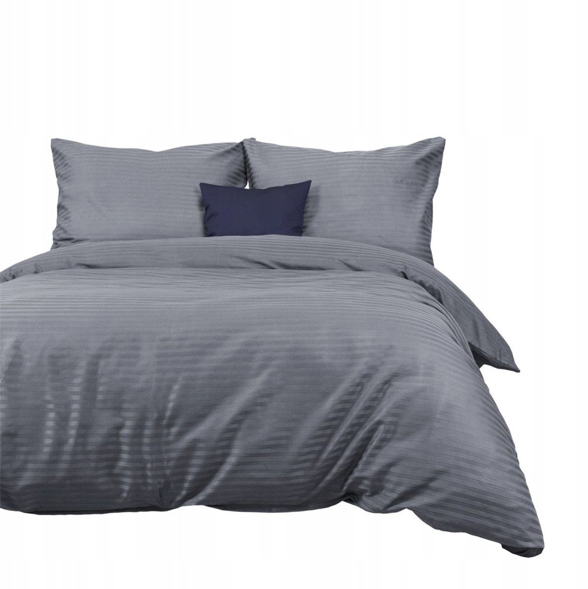 Cizgili antraciet katoensatijnen beddengoedset 160x200 cm
