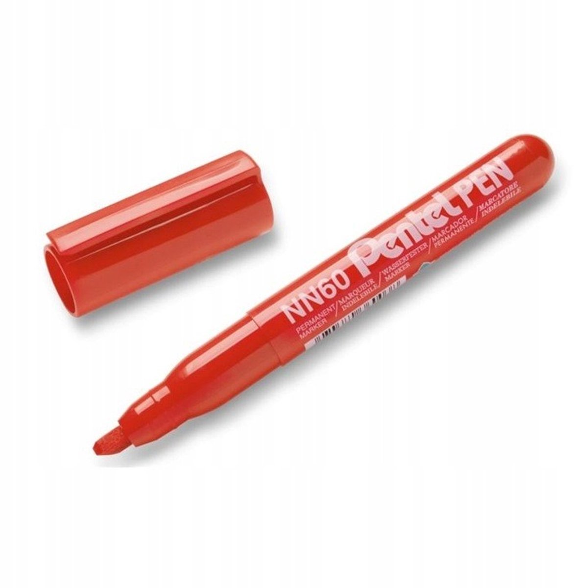 Pentel NN60 Permanente Marker Rood - Afgeschuinde Punt