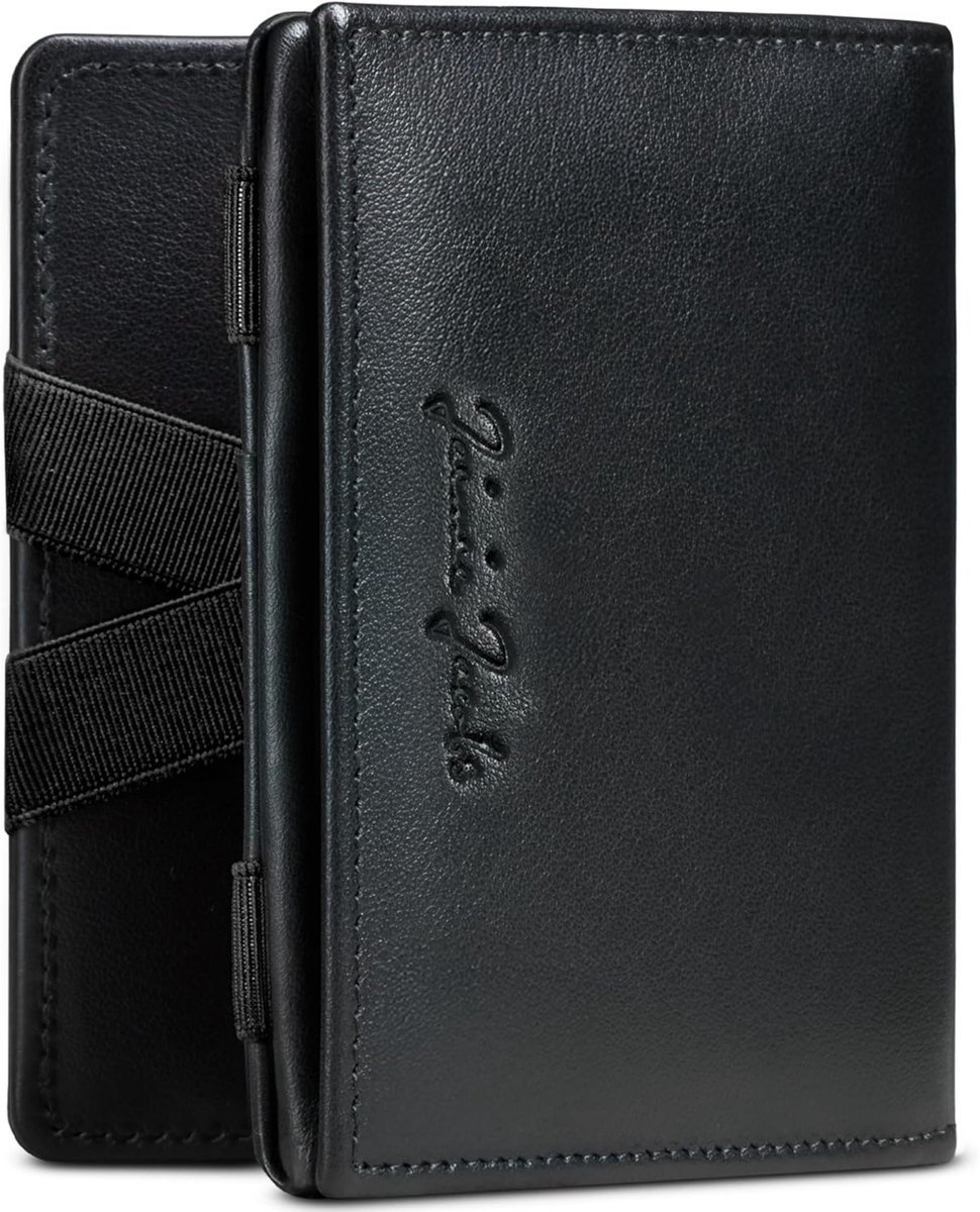 Jaimie Jacobs Flap Boy - Magische portemonnee met muntvak en RFID-bescherming, magische portemonnee met kleingeldvak voor heren, echt leer, zwart
