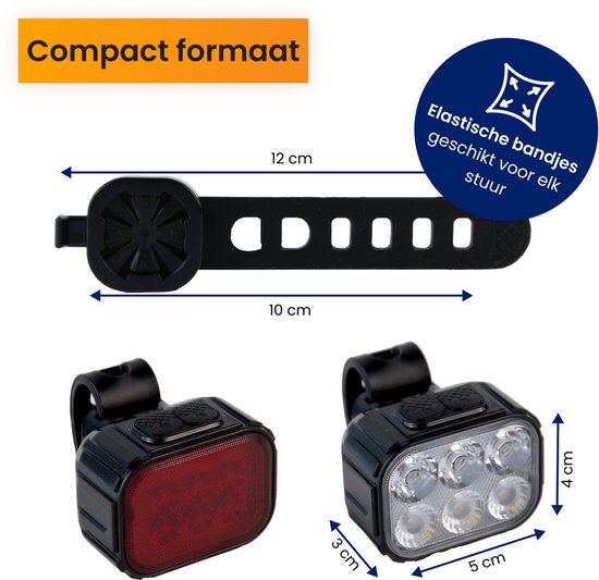 Rolgno Super Bright Fietsverlichting Voor en Achter, Stevige Fietsverlichting van Aluminiumlegering, 8 7 Standen & USB Oplaadbare Fietsverlichtingsset, IP65 Waterdichte Fietsverlichting