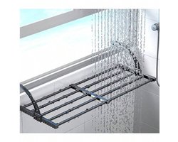 Uitschuifbare droogrek voor kleding - Veelzijdige washanger van koolstofstaal, verstelbaar van 38 tot 55 cm, droogrek voor kleding, schoenenrek, hangend aan de deur, badkamer, vensterbank, leuning, balkon