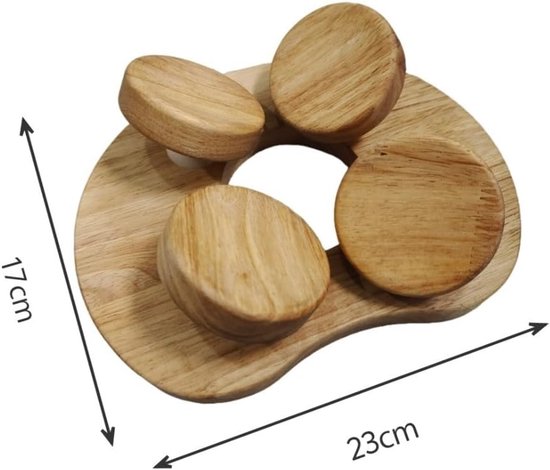 Houten saunahoofdsteun, 23cm breed en 17cm hoog, met ronde steunen.