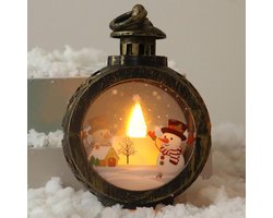 Kerstkaarslantaarn Retro Decoratie Sfeerverlichting voor Kamer, Handbediende Sneeuwpoplamp Brons voor Landschap Slaapkamer Festival, Kerstversiering Kerstboom Decoratie LED Lamp