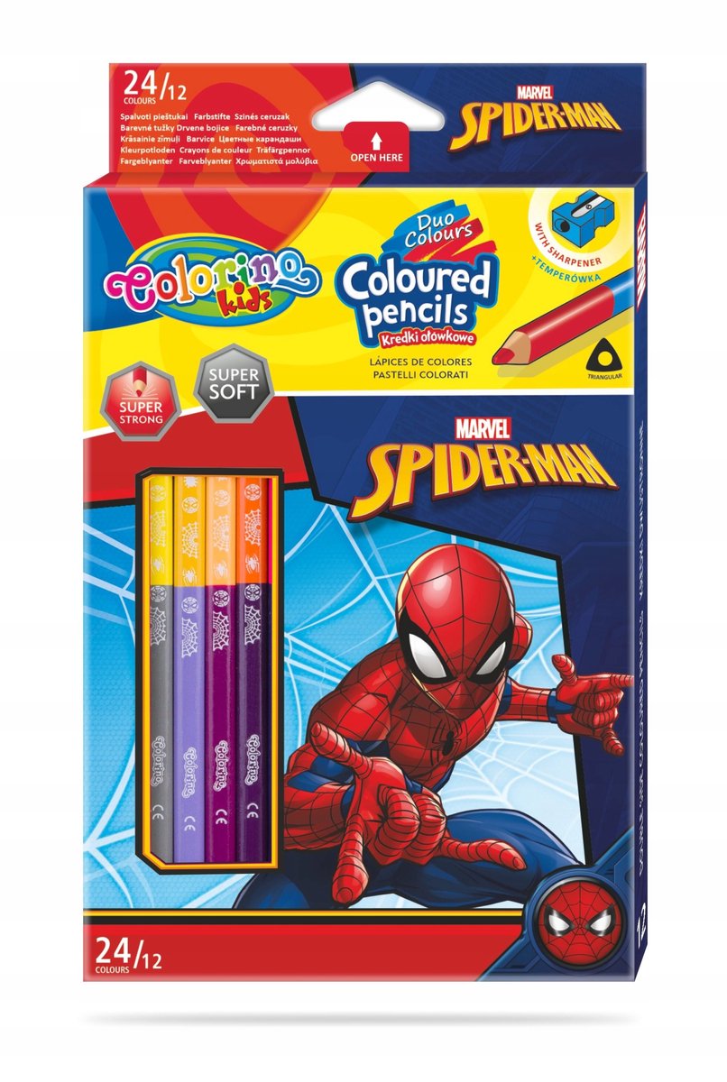 Colorino Spiderman Kleurpotloden 12 stuks - 24 levendige kleuren