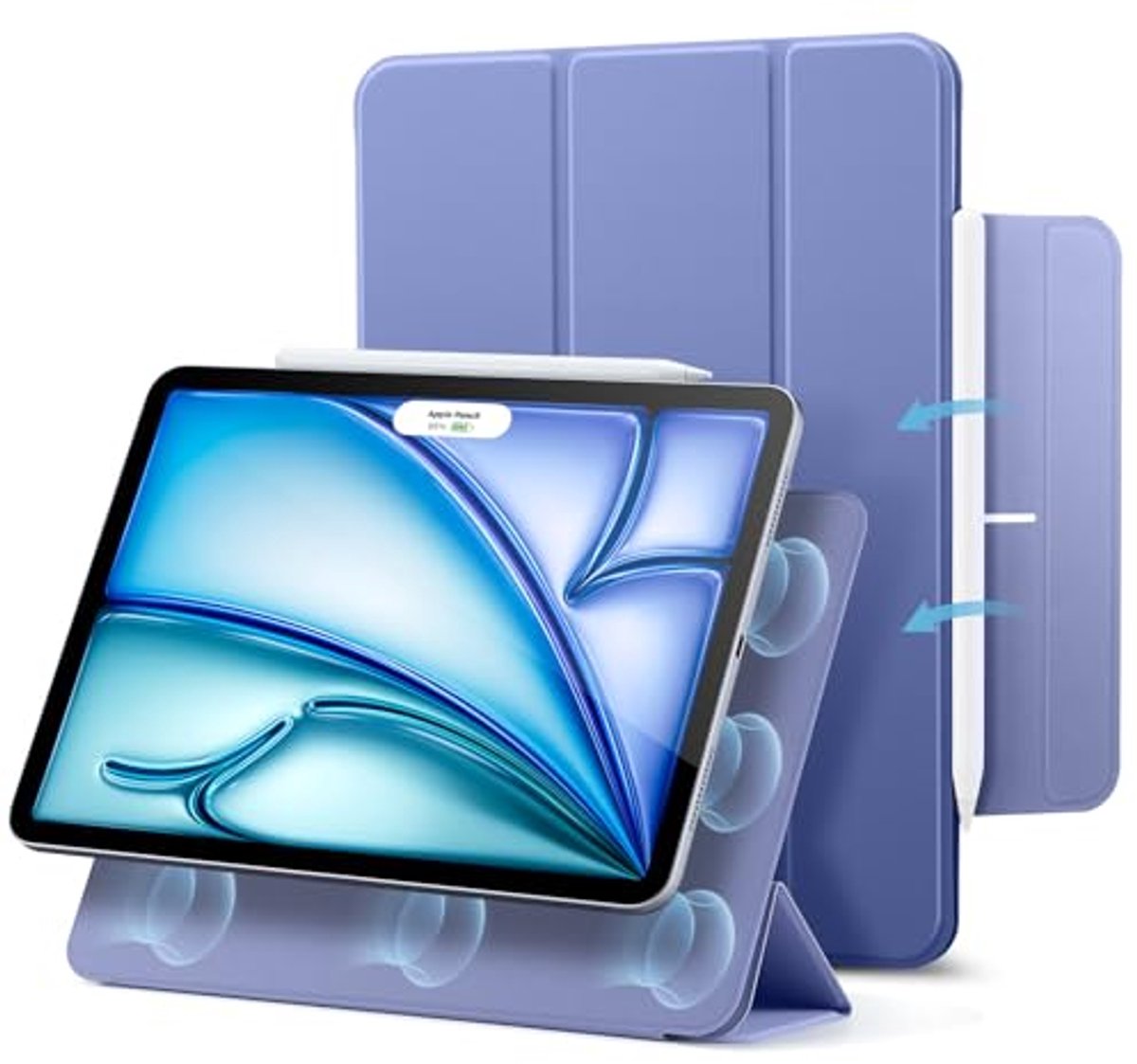 Hoes voor iPad Air 11 inch - Magnetische Bevestiging, Trifold Standaard, Ondersteunt Pencil en USB-C