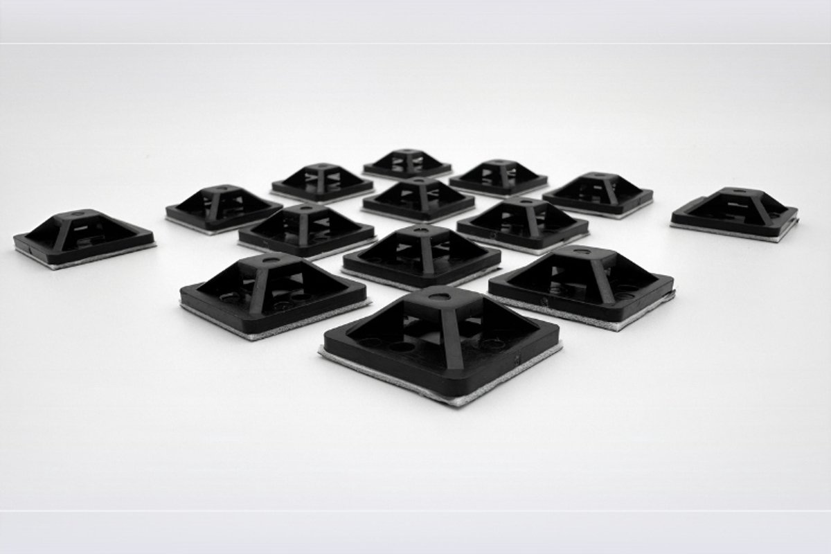 Zelfklevende Kabelbindervoetjes Zwart 30x30mm - 100 Stuks