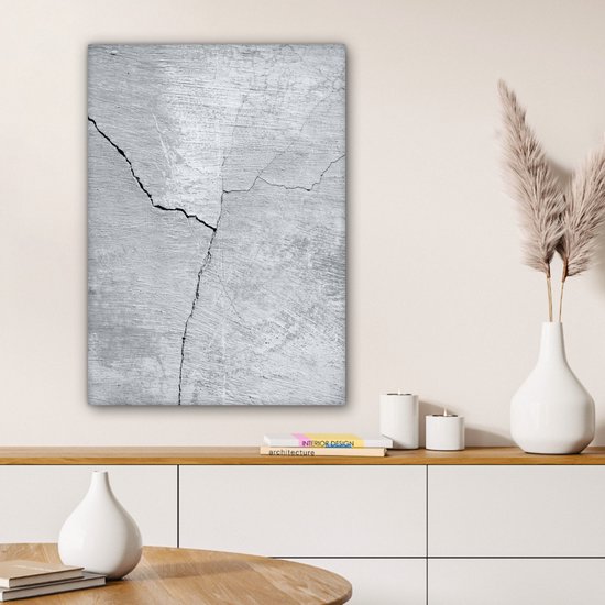 Tableau sur toile Béton - Fissure - Grijs - 60x80 cm - Décoration murale