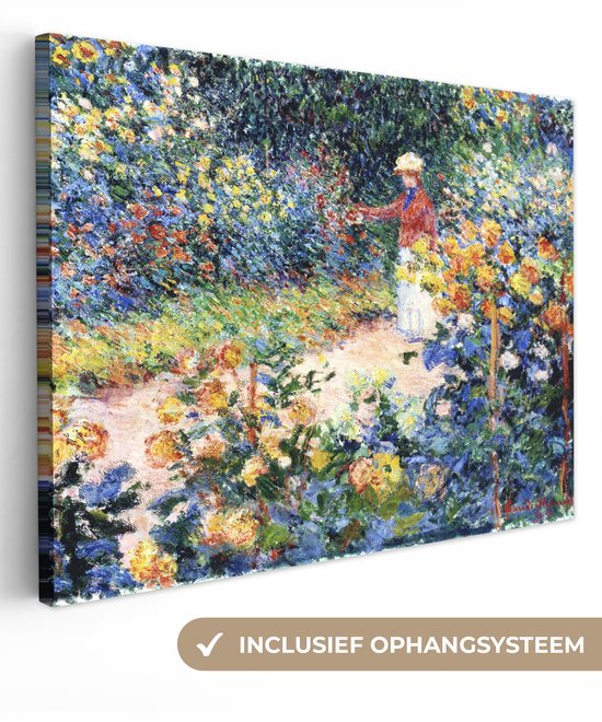 Toile Peinture Au Jardin - Peinture de Claude Monet - 40x30 cm - Décoration murale