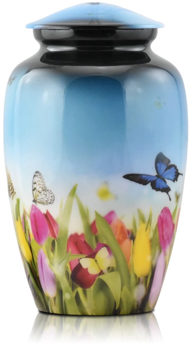 Akerz urn Tulpen - 3.5 Liter - Crematie Urn - Voor Huisdieren of Menselijk As - Crematie As - Urn - Begrafenis