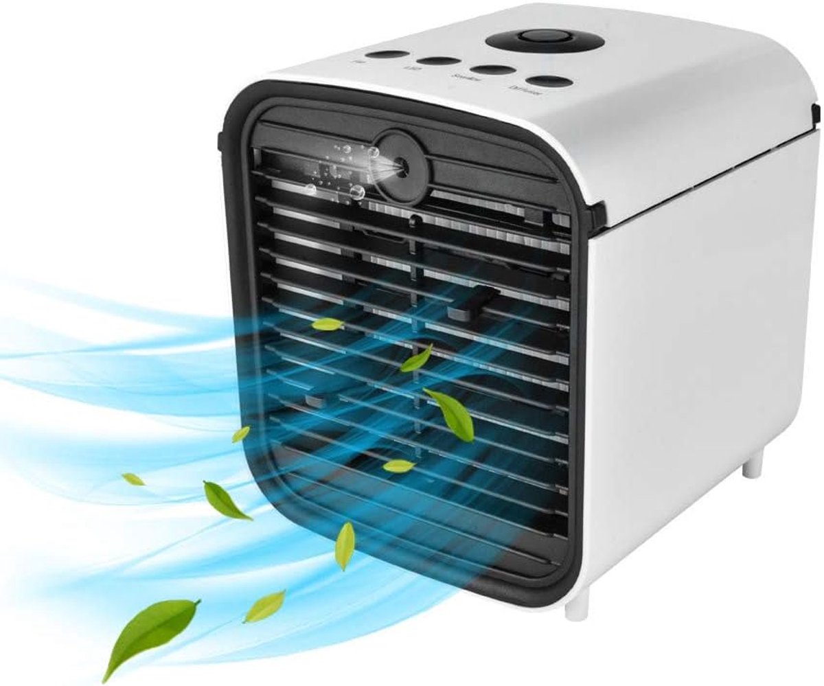 Draagbare Mini Tafelventilator met Waterkoeling en Bevochtiging - USB Kantoorkoeler