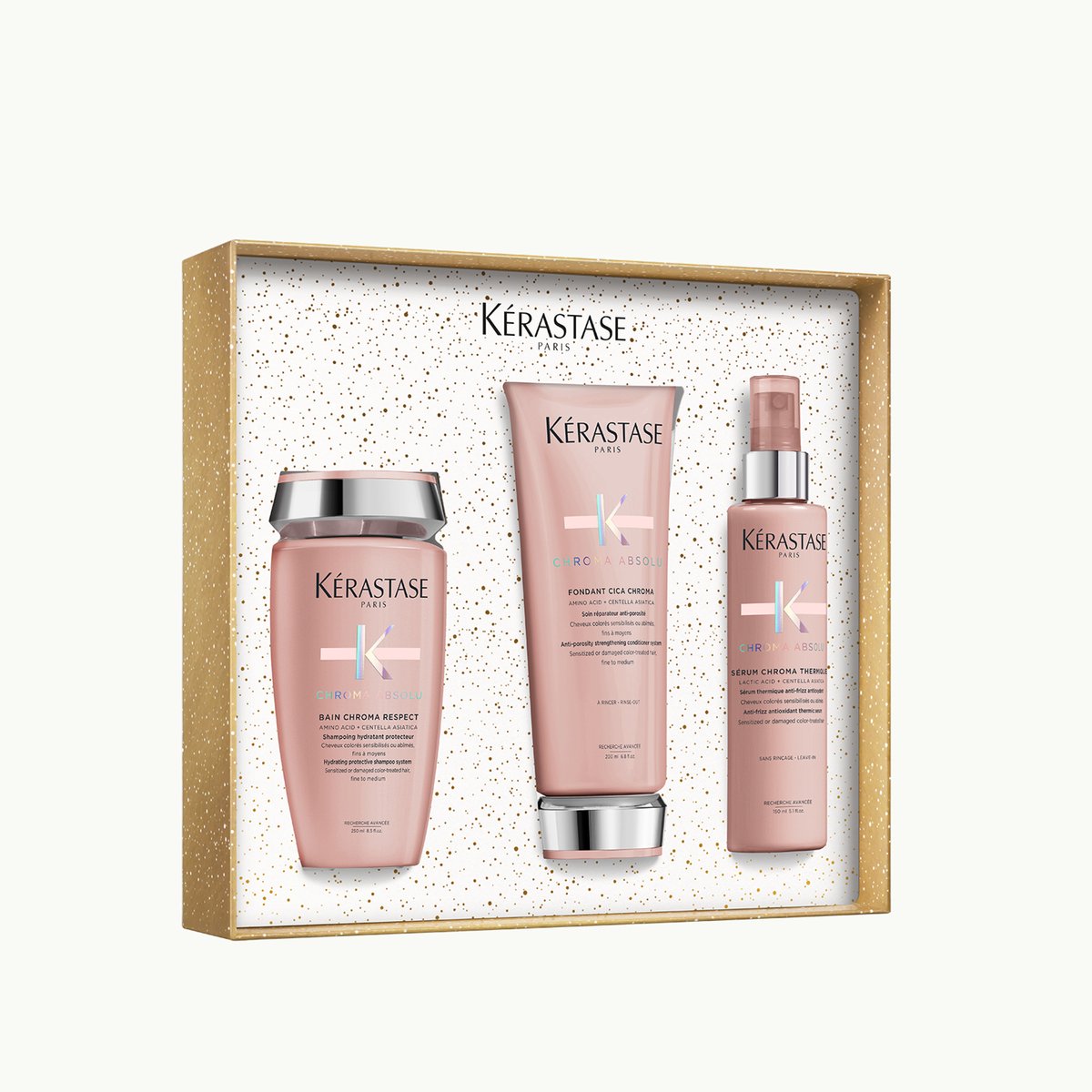Kerastase Chroma Absolu Set (Bain Chroma Respect 250ml Fondant Cica Chroma 200ml Sérum Chroma Thermique 150ml)   Kérastase Chroma Absolu Set (Bain Chroma Respect 250ml Fondant Cica Chroma 200ml Sérum Chroma Thermique 150ml)