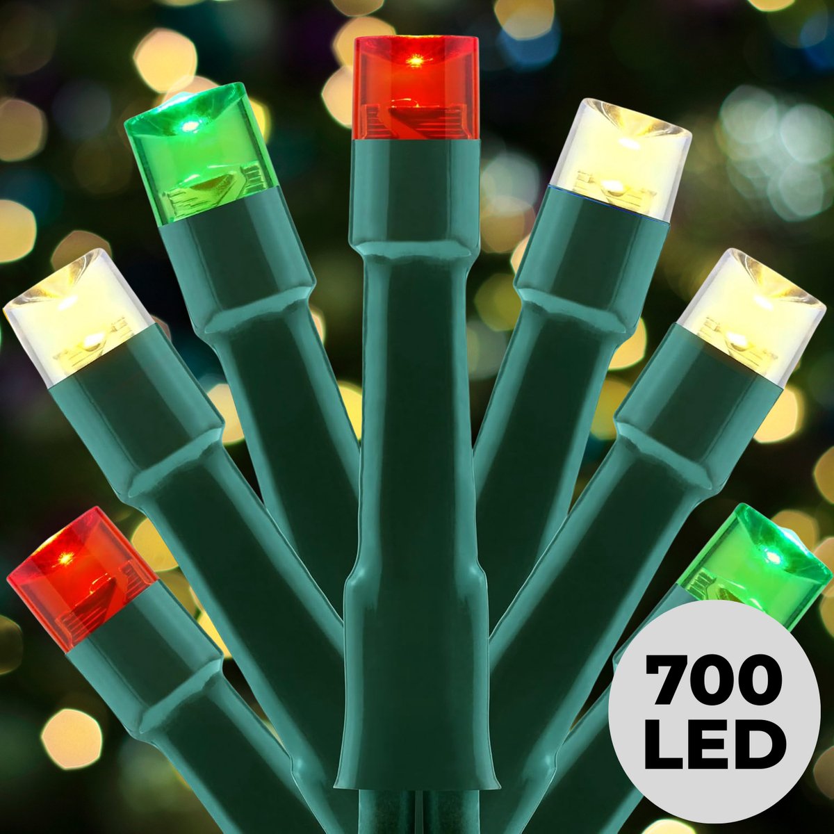 Lomera Kerstboomverlichting - Kerstverlichting - Kerstlampjes Buiten - Kerstverlichting Binnen - 700 LED Lampjes - 14 Meter - Micro Cluster - Extra Warm Wit - Rood Groen Wit - 8 Lichtfuncties - Met Timer - Geheugen - Ip44