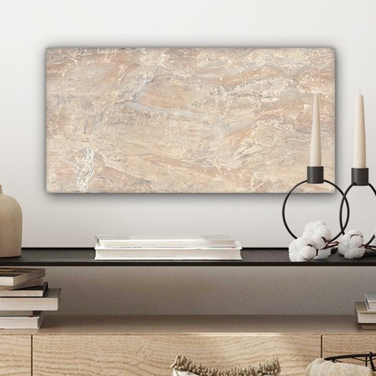 Peintures sur toile Marbre - Citron vert - Sable - Texture - 40x20 cm - Décoration murale