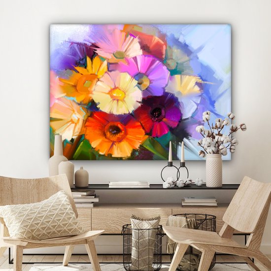 Tableau Peinture à l'Huile - Couleurs - Fleurs - 120x90 cm - Décoration murale