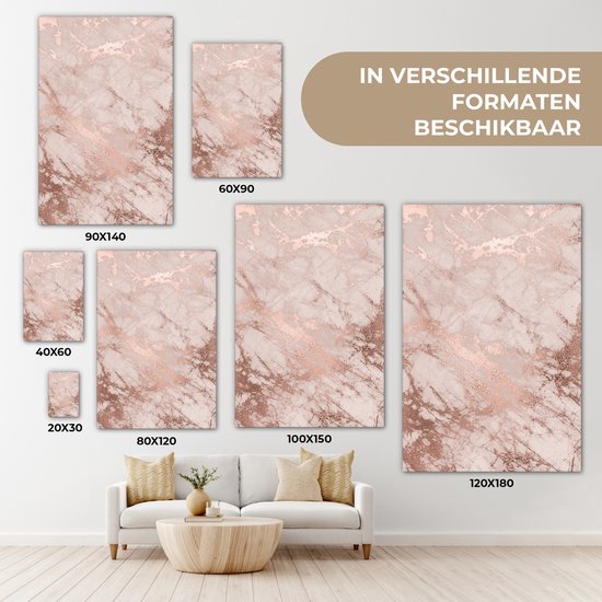 Peintures sur Toile Marbre - Rose - Luxe - 80x120 cm - Décoration murale