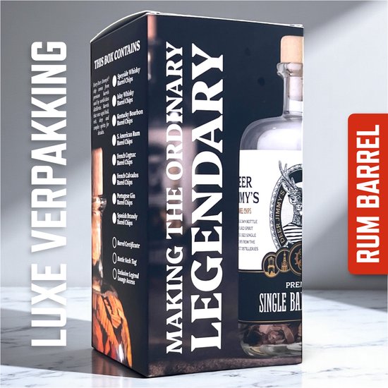Deer Jimmy’s® Make Your Own Rum / Legendary Drink – Batch 24: Jamaican Rum Barrel Chips – Maak je eigen drank met eiken houtsnippers van een premium Rum vat