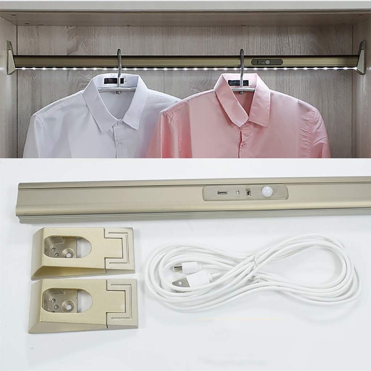 Infrarood Sensor Kledingstang met LED Verlichting - 2-in-1 Garderobe Oplossing