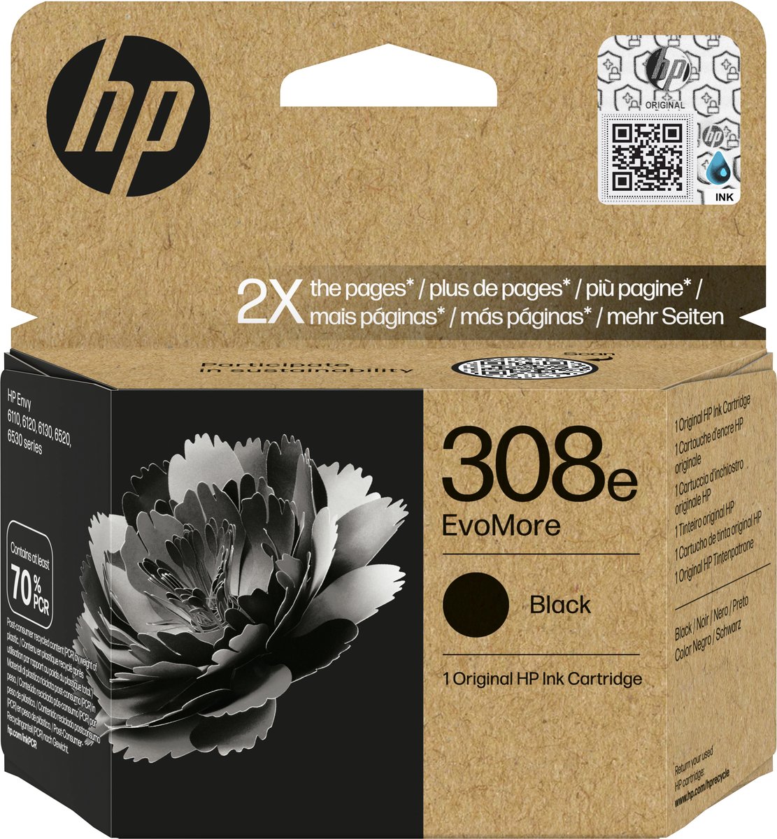 HP 308e EvoMore originele zwarte inktcartridge