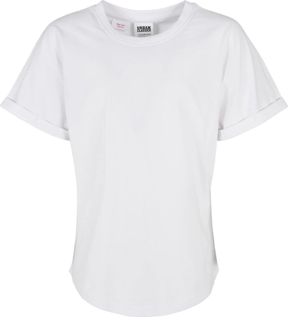 Urban Classics Long Shaped Turnup Kinder T-shirt Kids 158/164 Wit