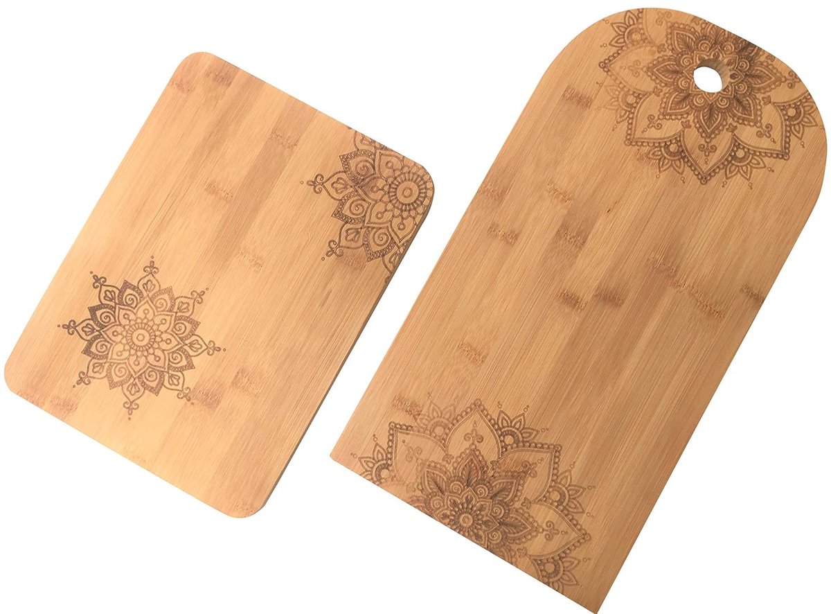 Serveerplank van Bamboehout - Milieuvriendelijk - Mandala Design - 1 stuk