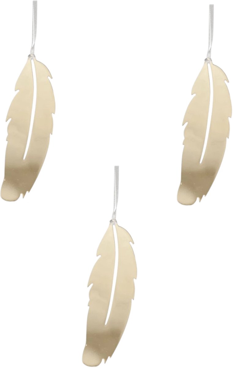 Gouden veer kersthanger (set 3) - Pluto Design