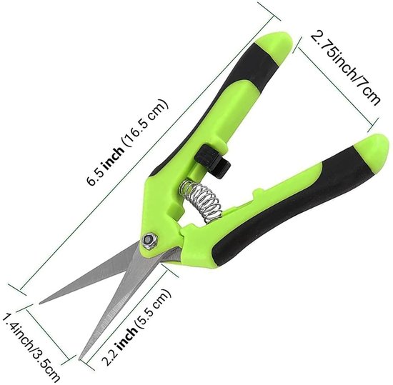 Tuinschaar, 2 stuks bloemenschaar, roestvrij stalen oogstschaar, leesschaar, takkenschaar, 2 snoeischaar + 1 paar tuinhandschoenen, set, voor tuin, groenten en fruit, enz. (groen + blauw) van Fippy — afbeelding 3