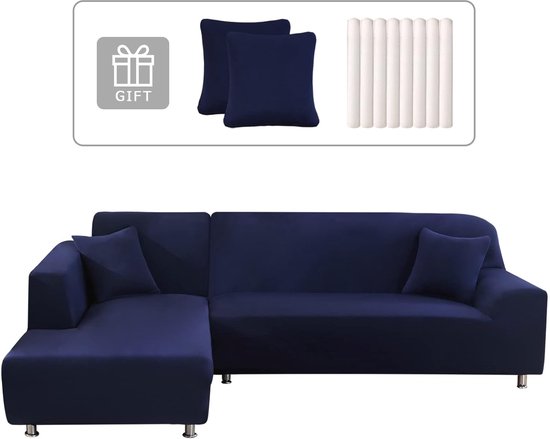Moonange - 2-zits bankhoes met schiereiland - zitting 200 cm - waterdichte bankhoes - hoekbankhoes - antislip - vlekbestendig - omkeerbaar - anti-kras - anti-jas - lichtgrijs