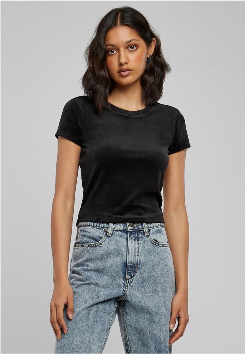 Urban Classics Short Velvet tee Top S Zwart