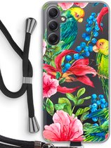 Case Company® - Coque Samsung Galaxy A34 avec cordon - Perroquets - Coque de téléphone avec cordon Zwart - Protection sur tous les côtés et sur le bord de l'écran