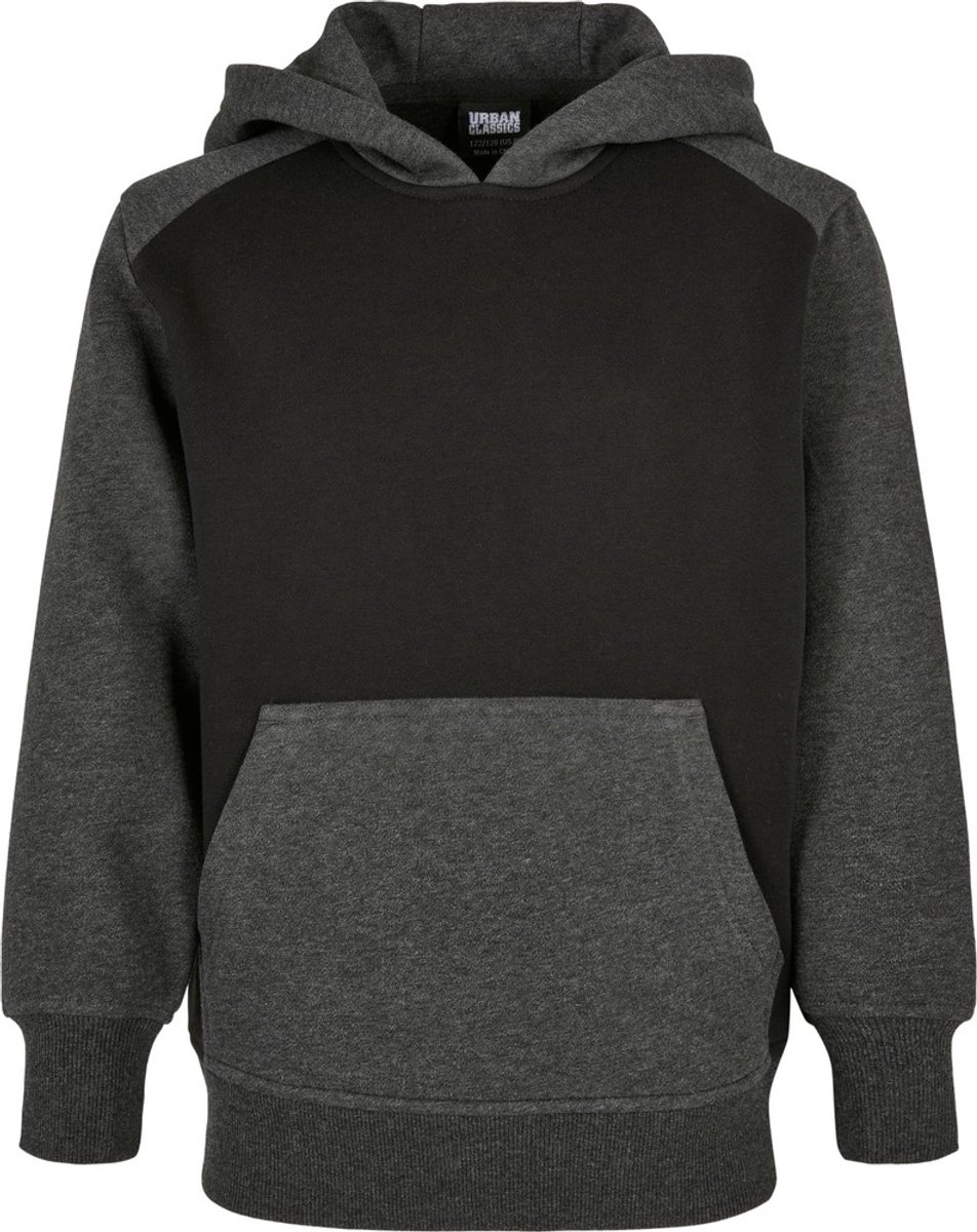 Urban Classics 2-Tone Fake Raglan Kinder hoodie/trui Kids 110/116 Zwart