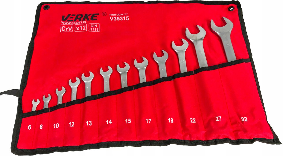 Ringsteeksleutel Set 6-32mm CRV 12 stuks met Opbergkoker
