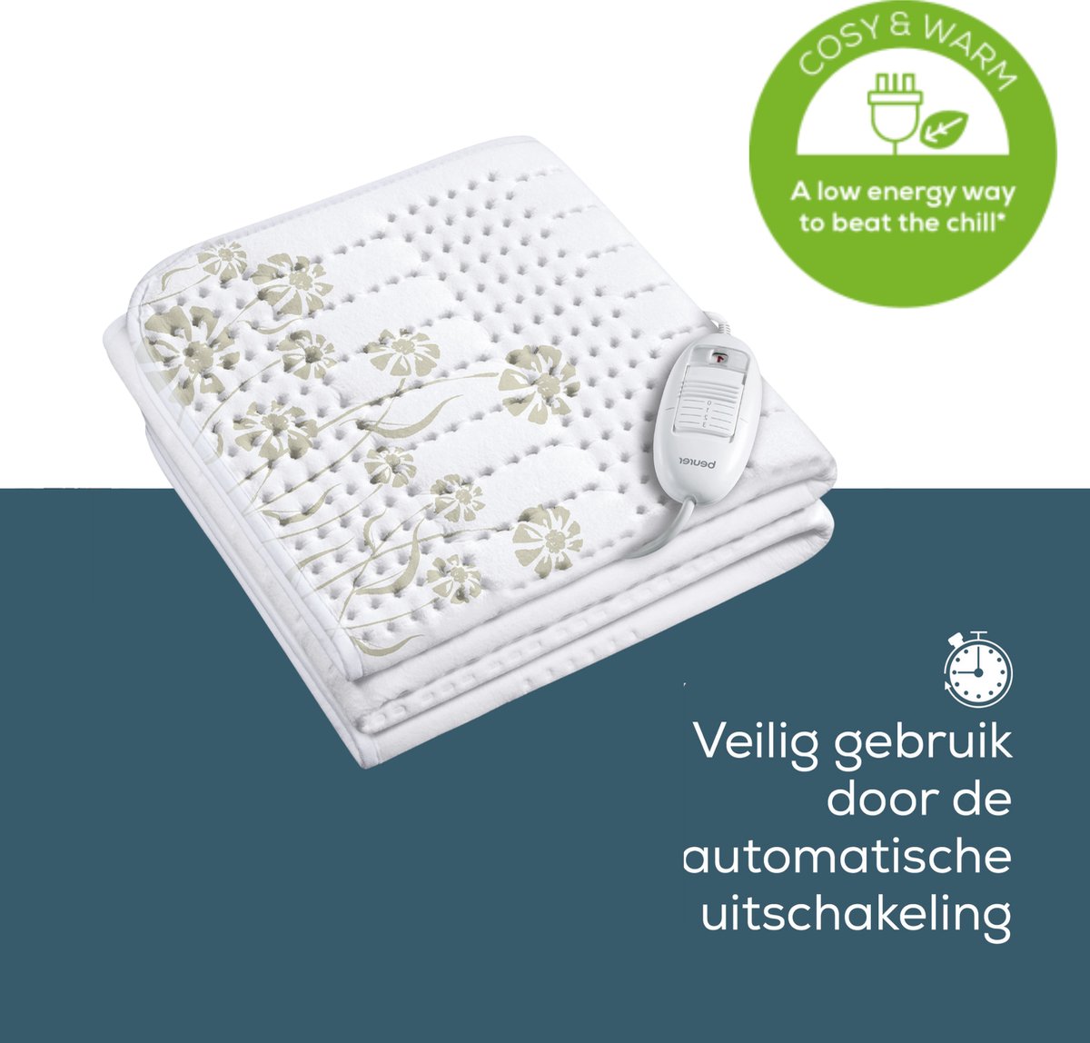 Beurer TS 23 Elektrische Deken 150x80 cm Wit/Print - afbeelding 3