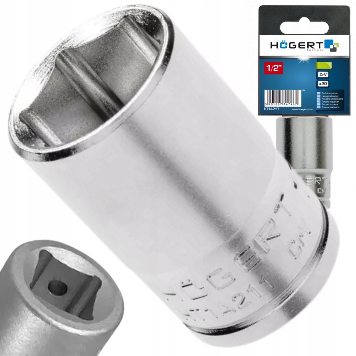 Hoegert dubbellaags 1/2" dop, 11 mm, CrV-staal