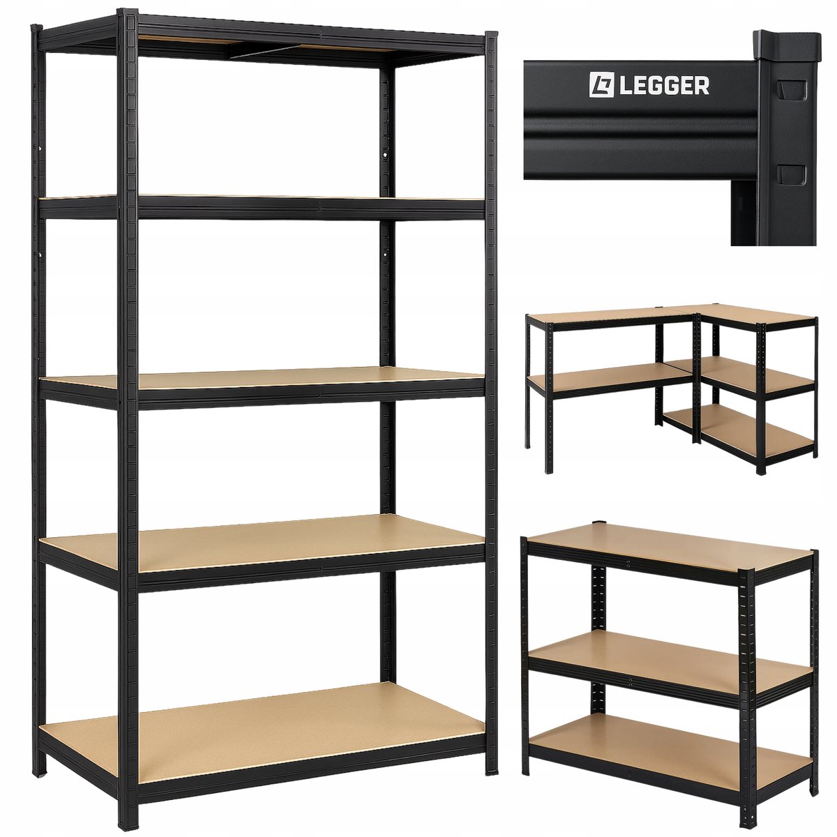 Legger Metalen magazijnstelling Zwart 875kg 180x90x40cm