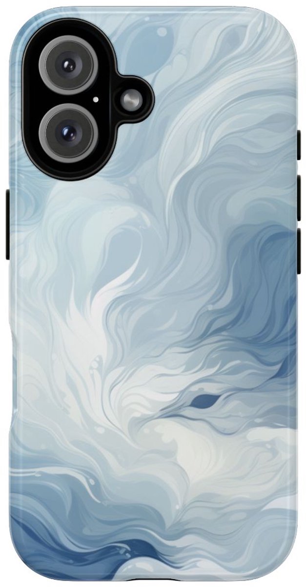 Wervelend IJzig Blauw Abstract Ontwerp – Telefoonhoesje Geschikt voor iPhone 16