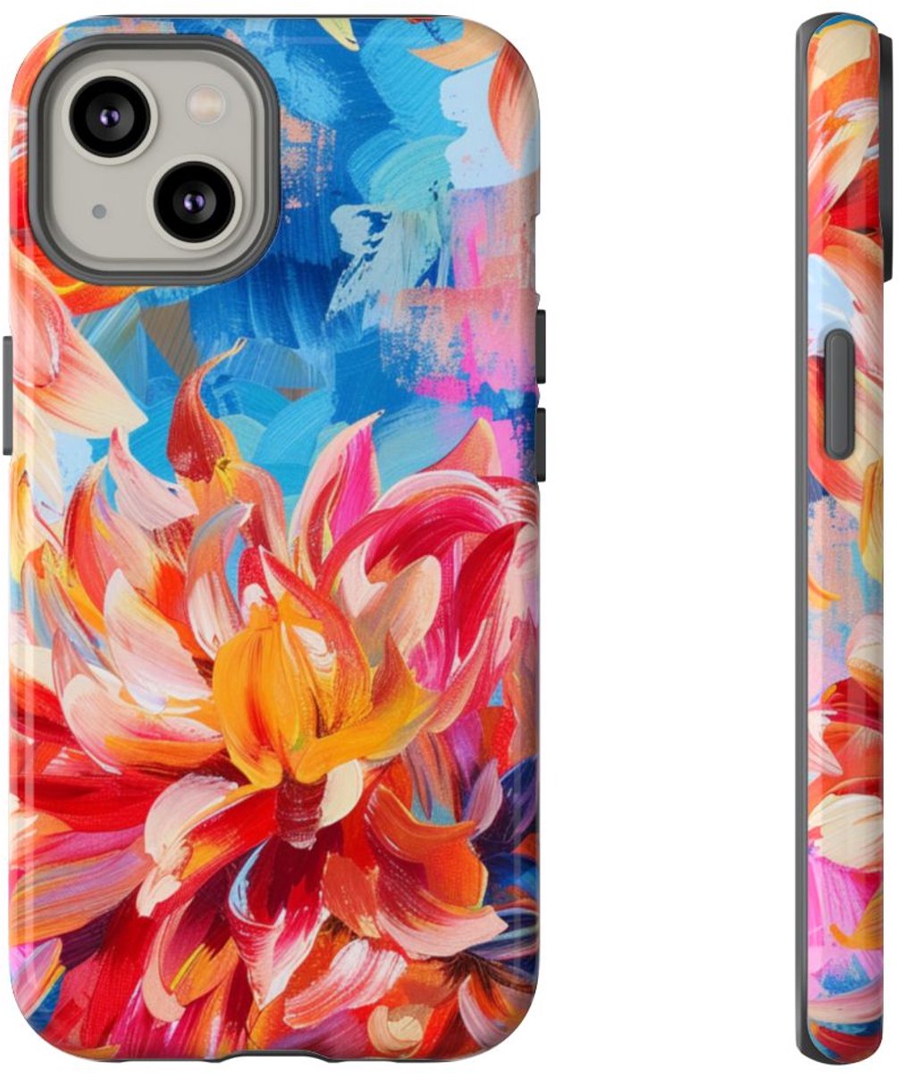 Levendig Abstract Bloemenpatroon – Telefoonhoesje Geschikt voor iPhone 14