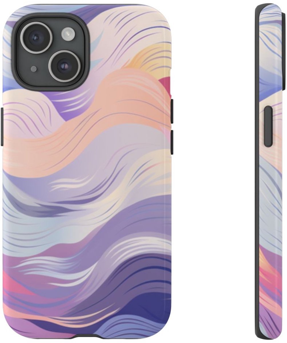 Kleurrijk Abstract Golfpatroon – Telefoonhoesje Geschikt voor iPhone 15